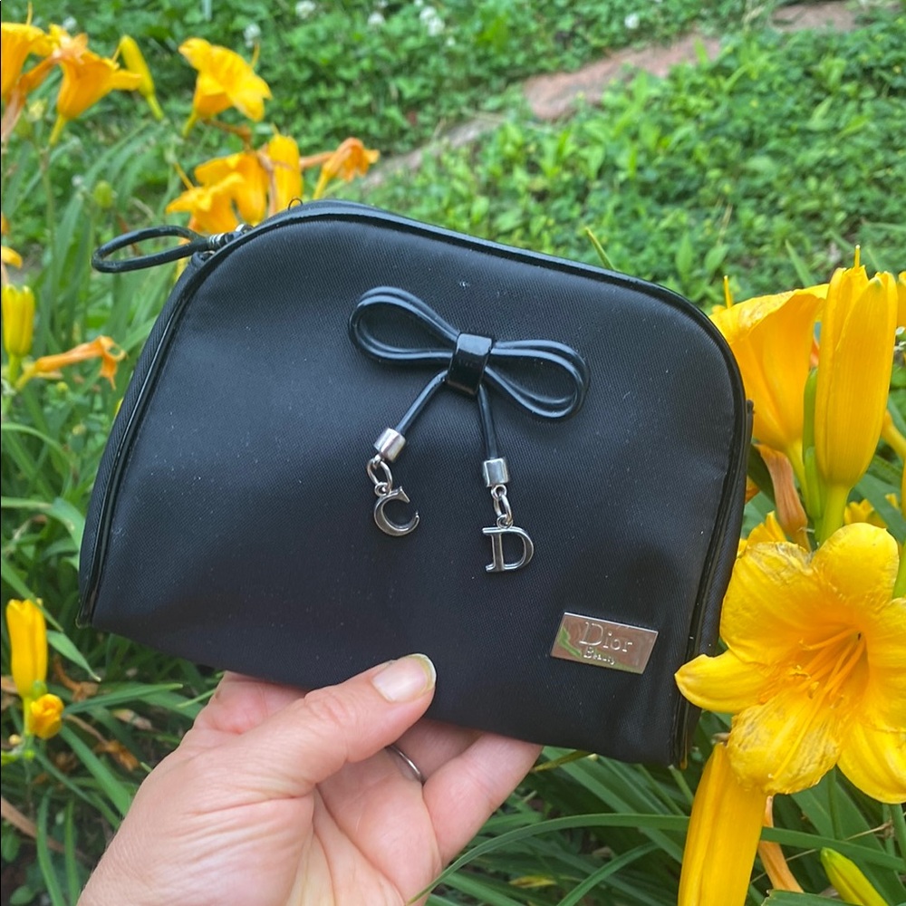 🖤Dior Black Pouch with Silver Accents